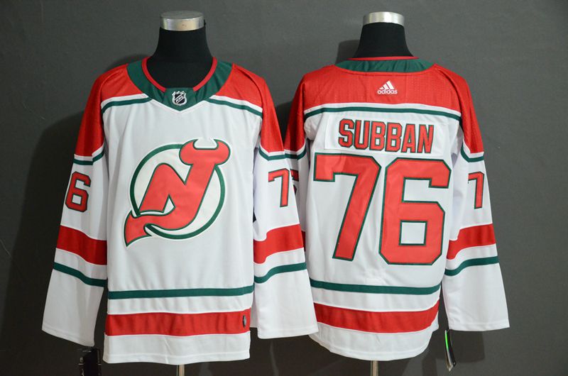 Men New Jersey Devils #76 Subban White Adidas Stitched NHL Jersey